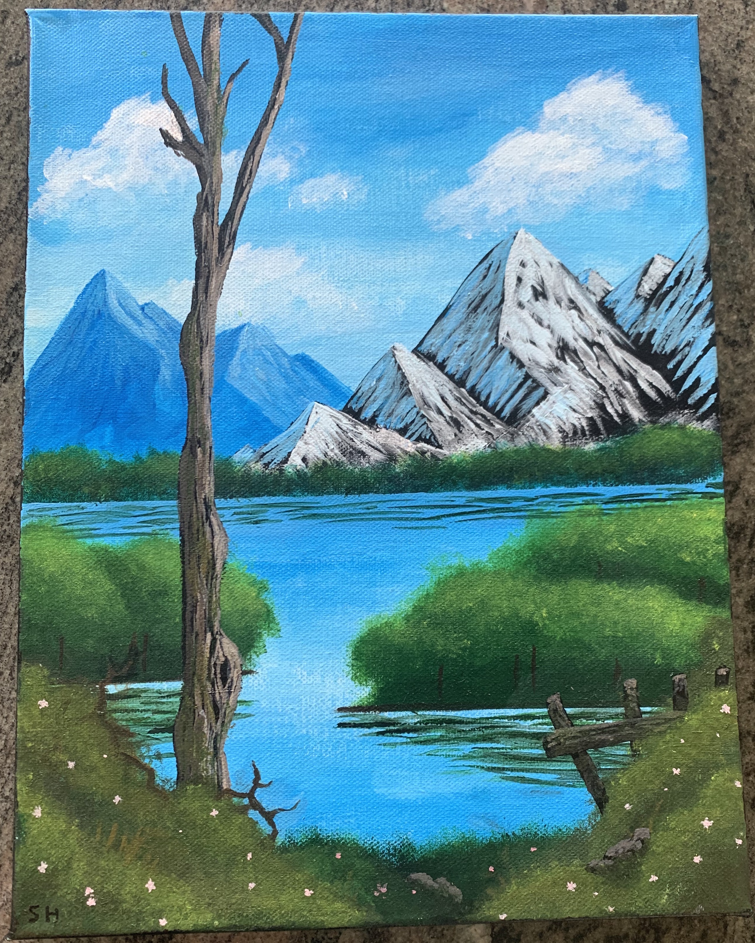 Acrylic Mountain scene